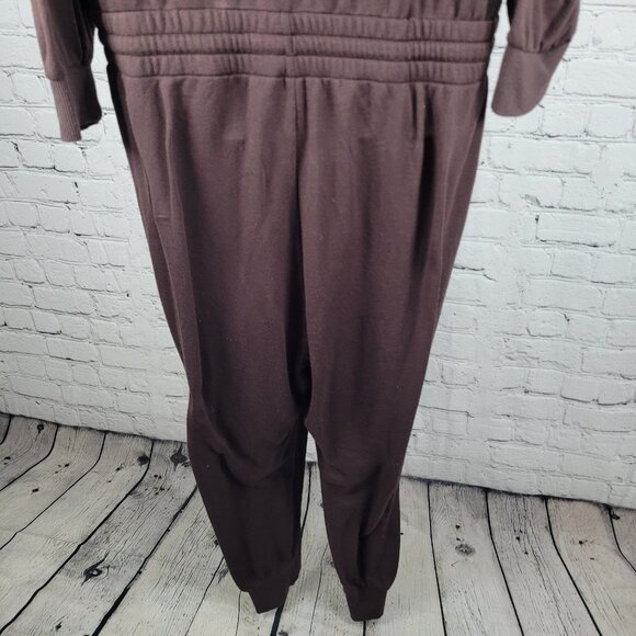 CALIA Brown Drawstring Soft Long Sleeve Jogger Sweatpants Jumpsuit Jumper Large - Picture 8 of 12